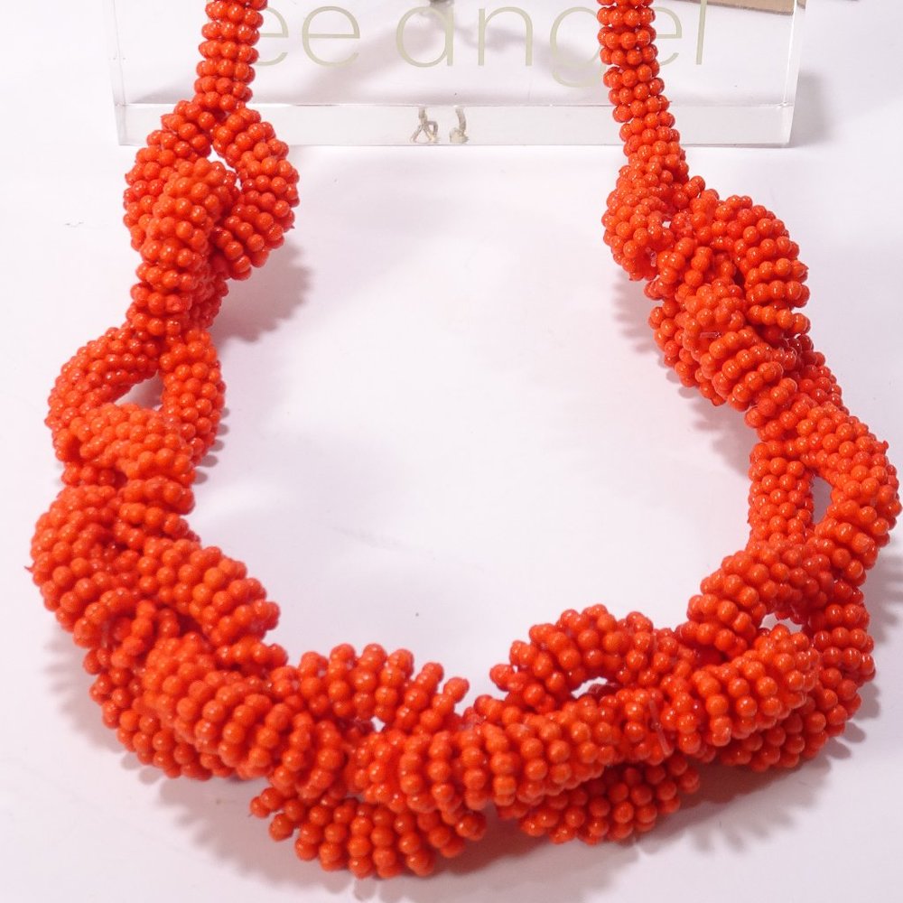 Lee Angel RED Beaded Interlocking Necklace NWT 110 Fabulous Piece